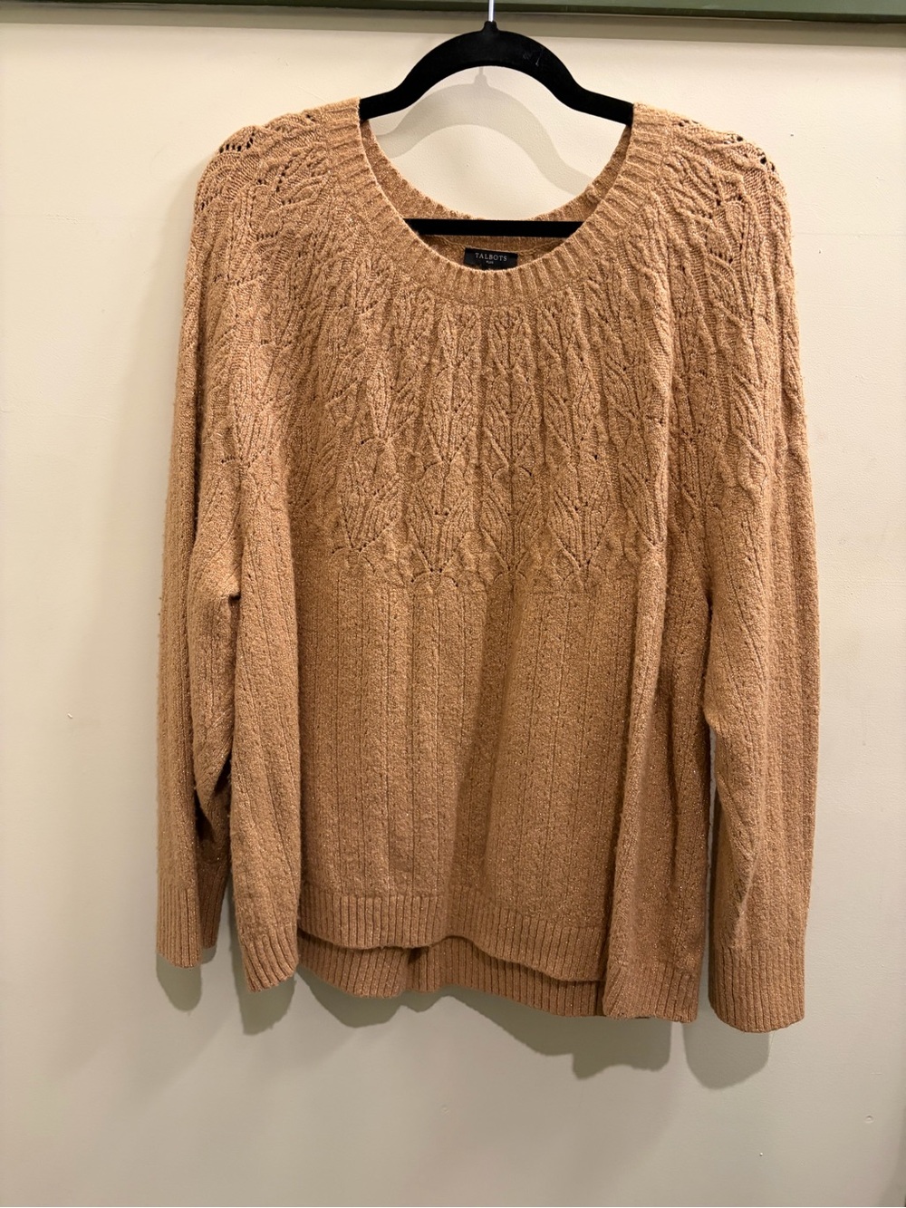Talbots Gold Cable-Knit Crewneck Sweater
